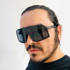 Men Sports‎ Sunglasses Fashion Designer Retro Black Lens Outdoor Shield Lentes